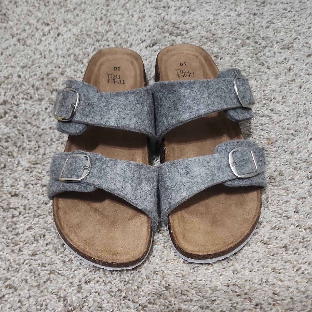 Gray Double Strap Sandals